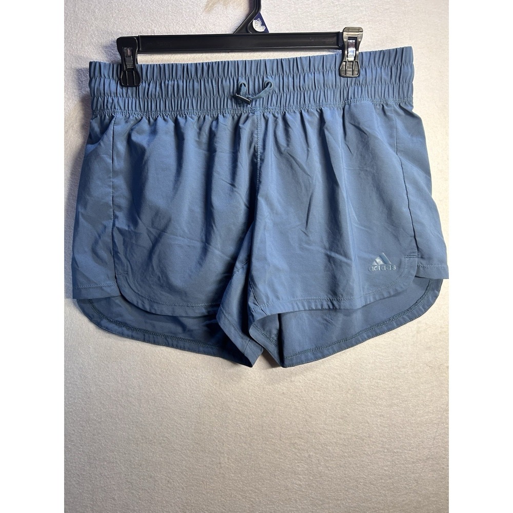 adidas AEROREADY Women's Blue Athletic Shorts 3" Inseam Pockets Drawstring